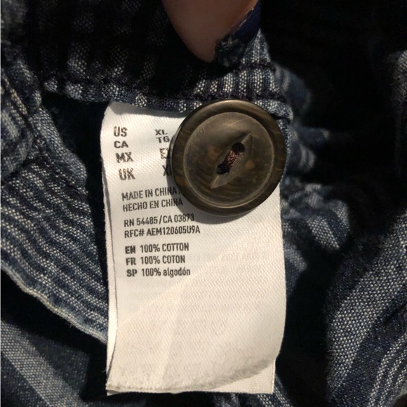 American Eagle Blue Striped Lightweight Hoodie with Buttons size XL Men’s - Picture 9 of 11